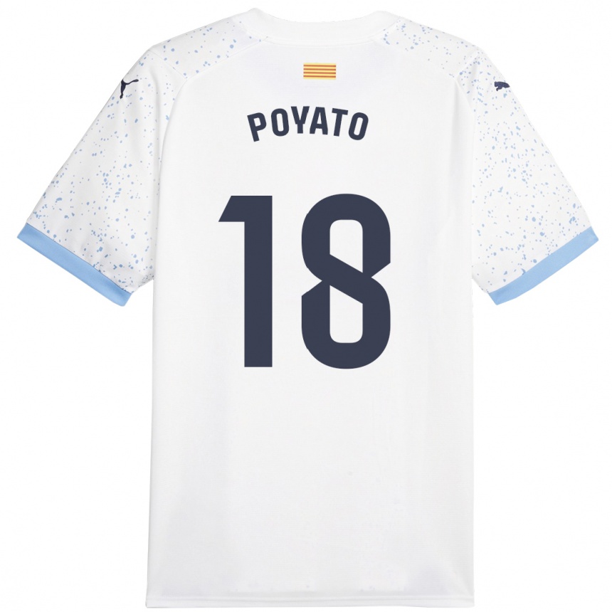 Kids Football Marina Poyato #18 White Away Jersey 2023/24 T-Shirt