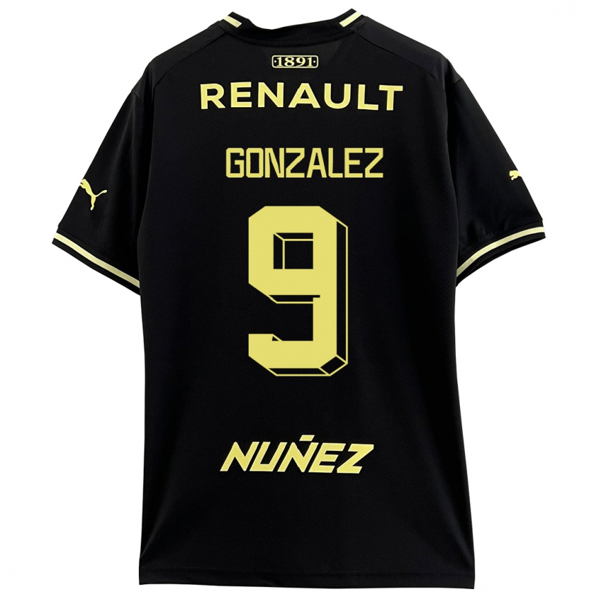 Kids Football Franco González #9 Black Away Jersey 2023/24 T-Shirt