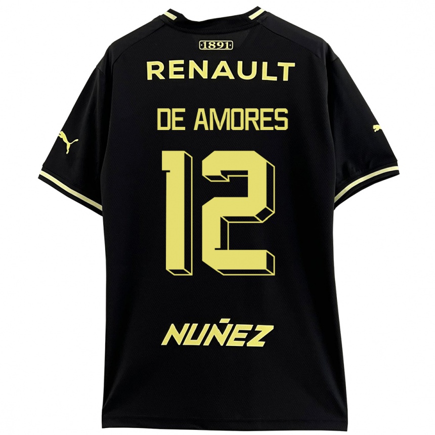 Kids Football Guillermo De Amores #12 Black Away Jersey 2023/24 T-Shirt