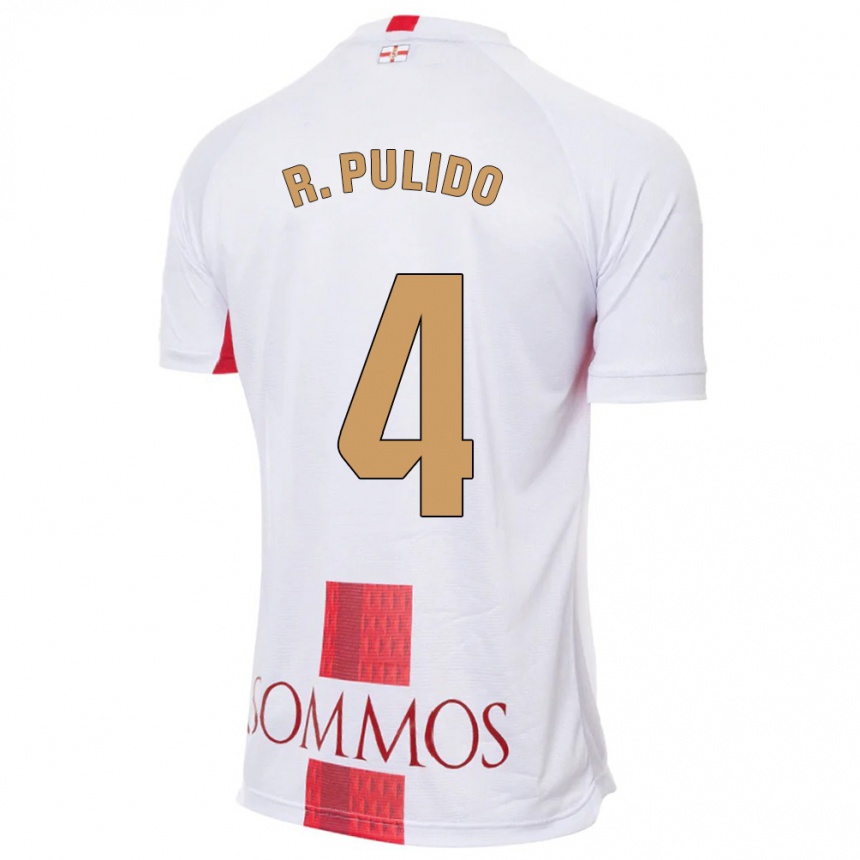 Kids Football Rubén Pulido #4 White Away Jersey 2023/24 T-Shirt