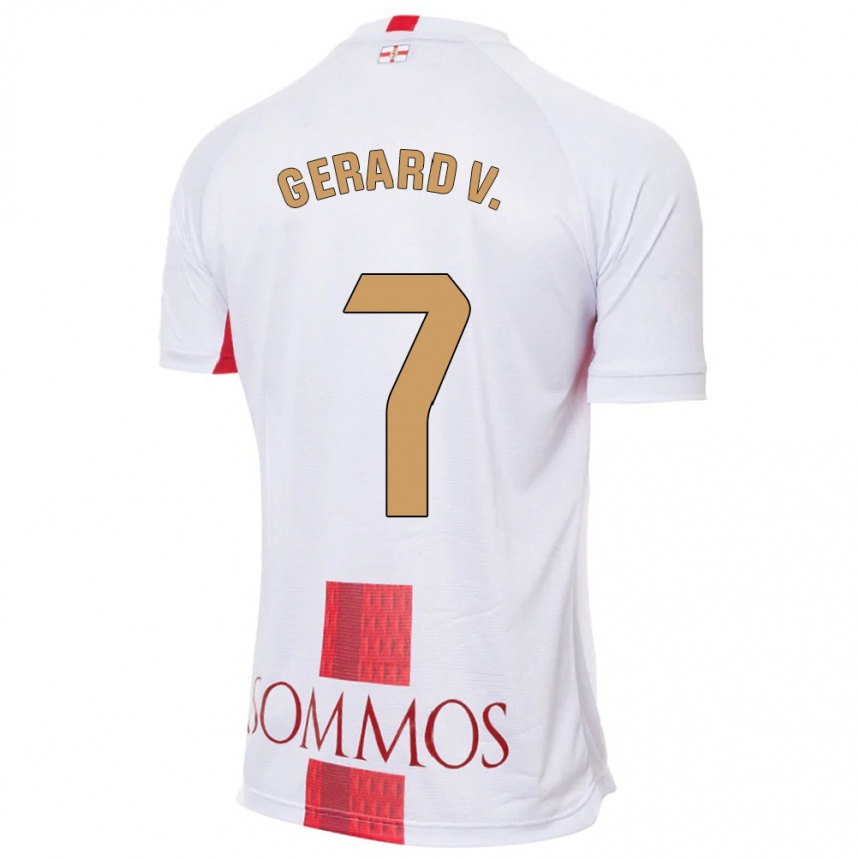 Kids Football Gerard Valentín #7 White Away Jersey 2023/24 T-Shirt