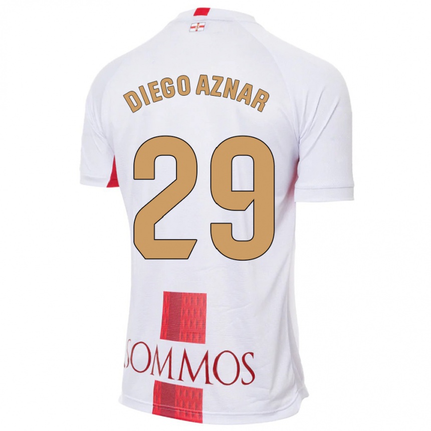 Kids Football Diego Aznar #29 White Away Jersey 2023/24 T-Shirt