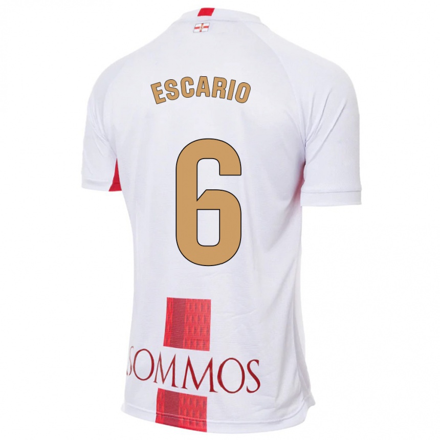 Kids Football Jaime Escario #6 White Away Jersey 2023/24 T-Shirt