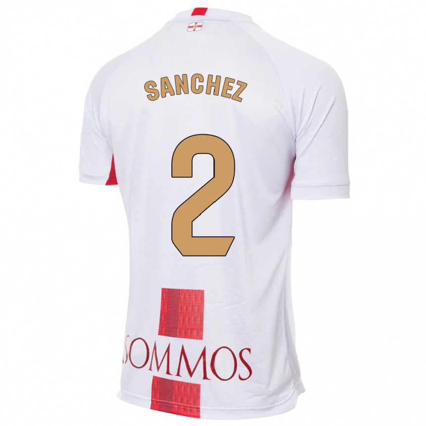 Kids Football Paz Sánchez #2 White Away Jersey 2023/24 T-Shirt