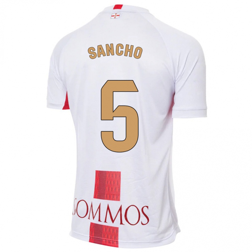 Kids Football Esther Sancho #5 White Away Jersey 2023/24 T-Shirt