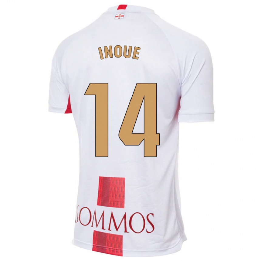 Kids Football Moe Inoue #14 White Away Jersey 2023/24 T-Shirt