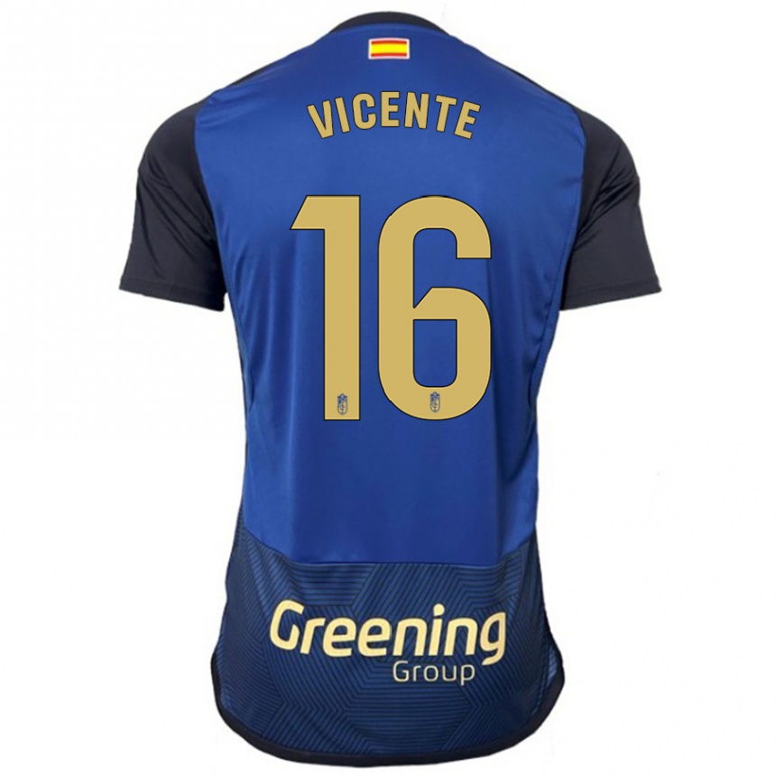 Kids Football Nerea Vicente #16 Navy Away Jersey 2023/24 T-Shirt