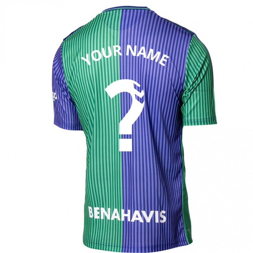 Kids Football Your Name #0 Green Blue Away Jersey 2023/24 T-Shirt