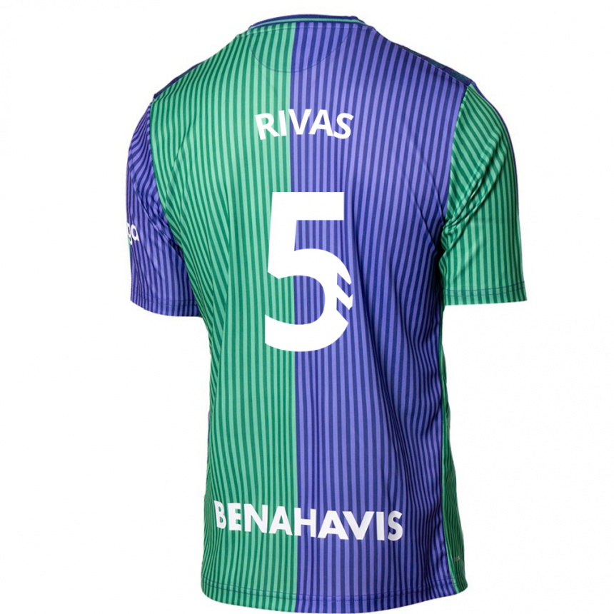 Kids Football Juande Rivas #5 Green Blue Away Jersey 2023/24 T-Shirt