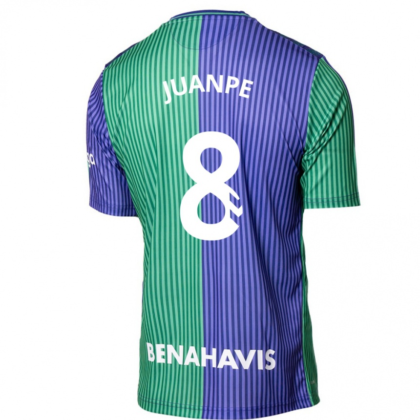 Kids Football Juanpe #8 Green Blue Away Jersey 2023/24 T-Shirt