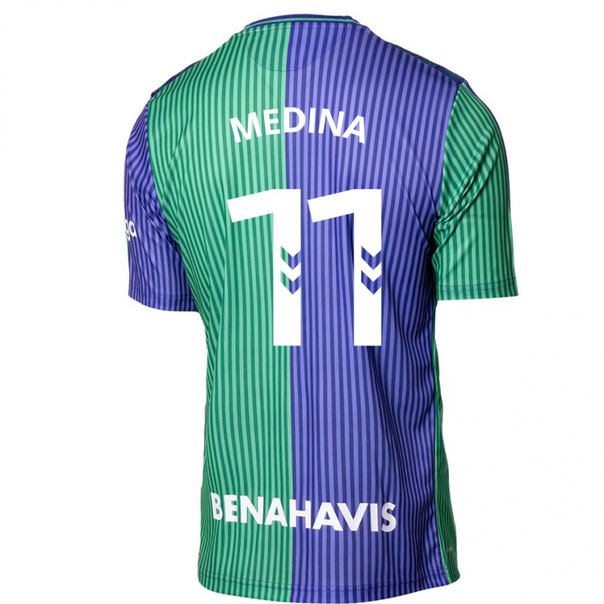 Kids Football Kevin Medina #11 Green Blue Away Jersey 2023/24 T-Shirt