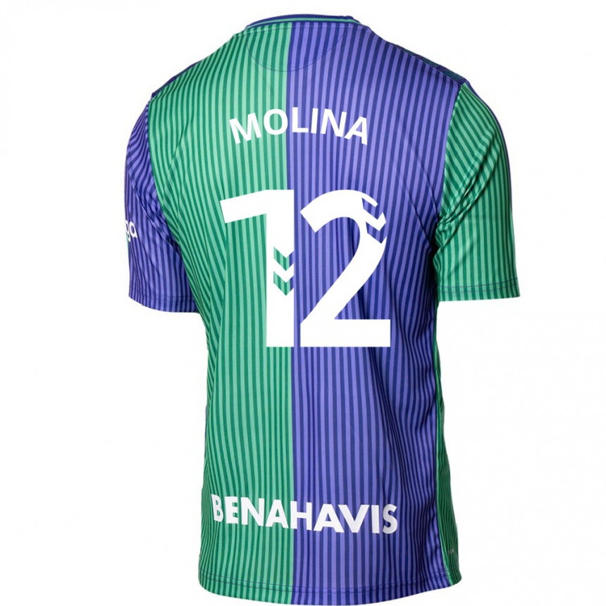 Kids Football Manu Molina #12 Green Blue Away Jersey 2023/24 T-Shirt