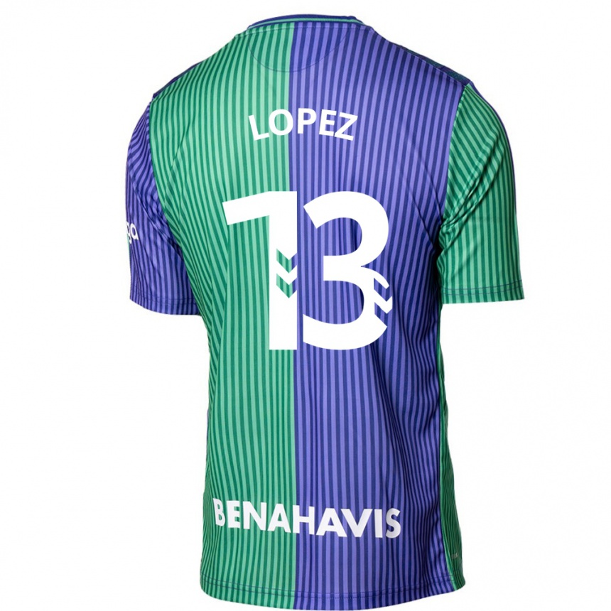 Kids Football Carlos López #13 Green Blue Away Jersey 2023/24 T-Shirt