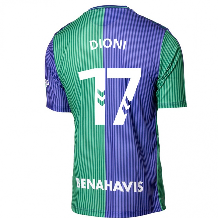 Kids Football Dioni #17 Green Blue Away Jersey 2023/24 T-Shirt