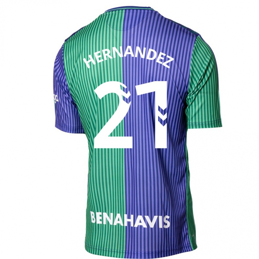 Kids Football Juan Hernández #21 Green Blue Away Jersey 2023/24 T-Shirt