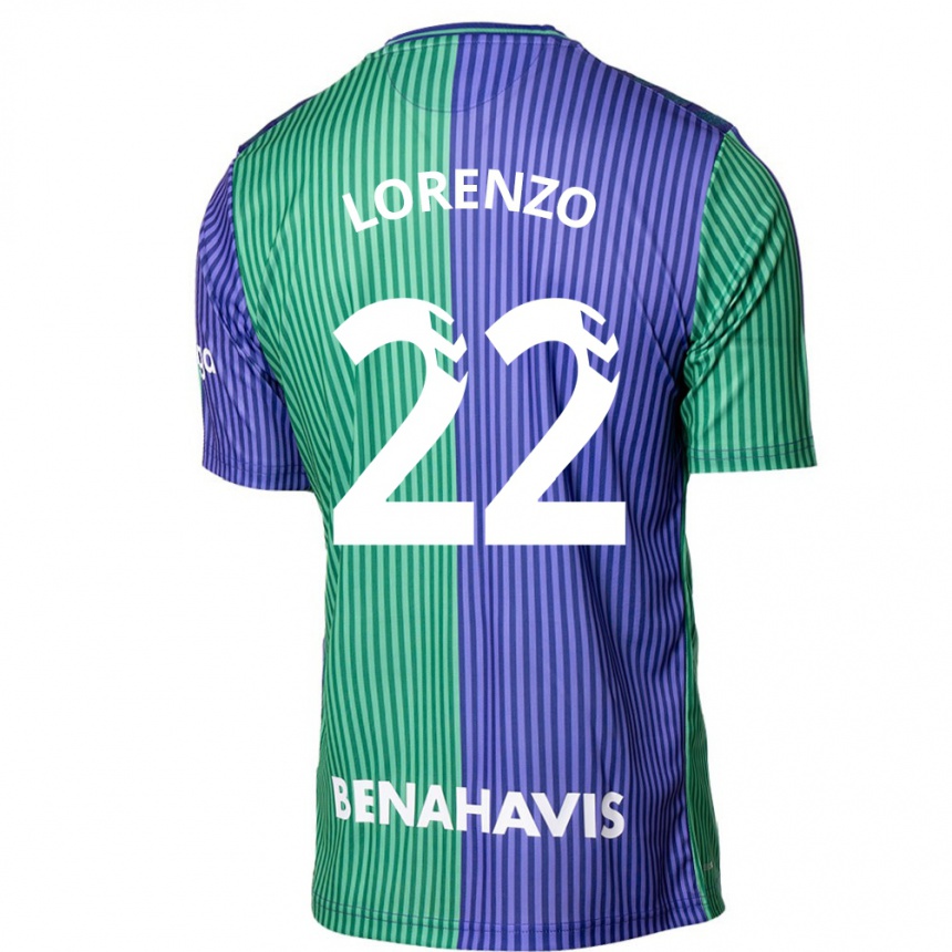 Kids Football Dani Lorenzo #22 Green Blue Away Jersey 2023/24 T-Shirt