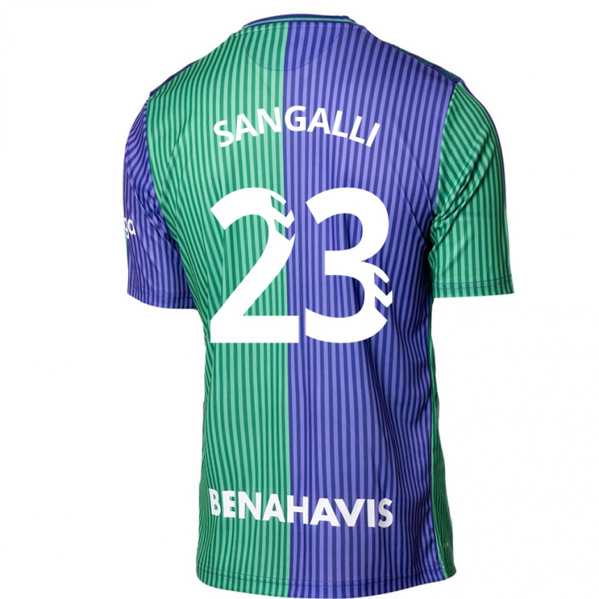 Kids Football Luca Sangalli #23 Green Blue Away Jersey 2023/24 T-Shirt