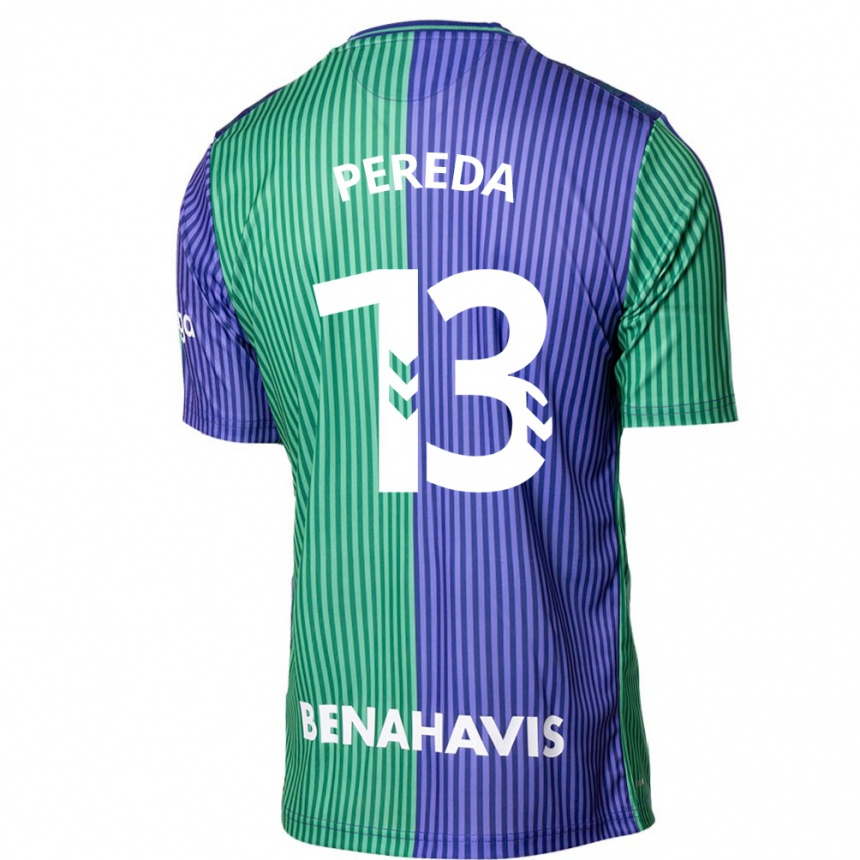 Kids Football Adrián Pereda #13 Green Blue Away Jersey 2023/24 T-Shirt