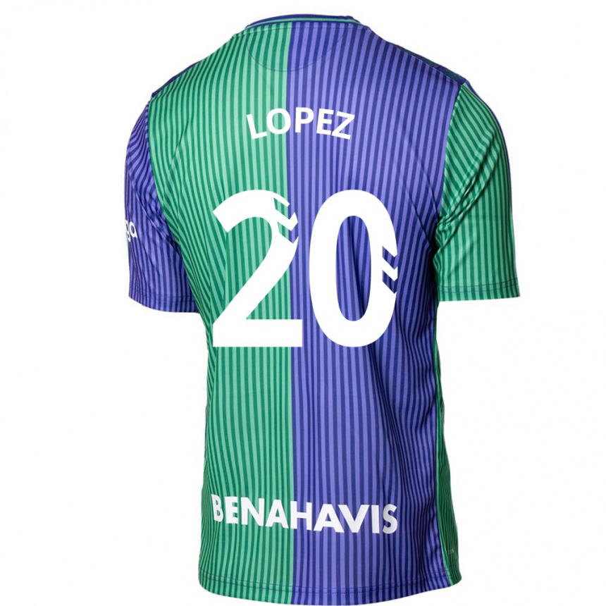 Kids Football Adri López #20 Green Blue Away Jersey 2023/24 T-Shirt