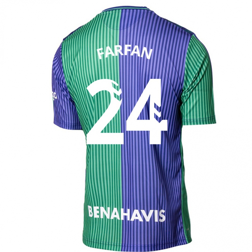 Kids Football María Farfán #24 Green Blue Away Jersey 2023/24 T-Shirt