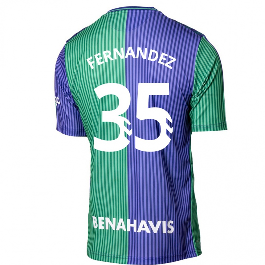 Kids Football Inés Fernández #35 Green Blue Away Jersey 2023/24 T-Shirt