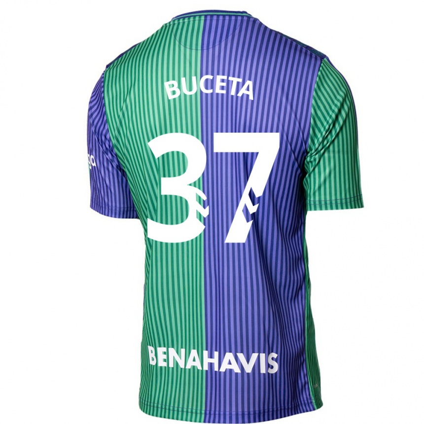 Kids Football Ana Buceta #37 Green Blue Away Jersey 2023/24 T-Shirt