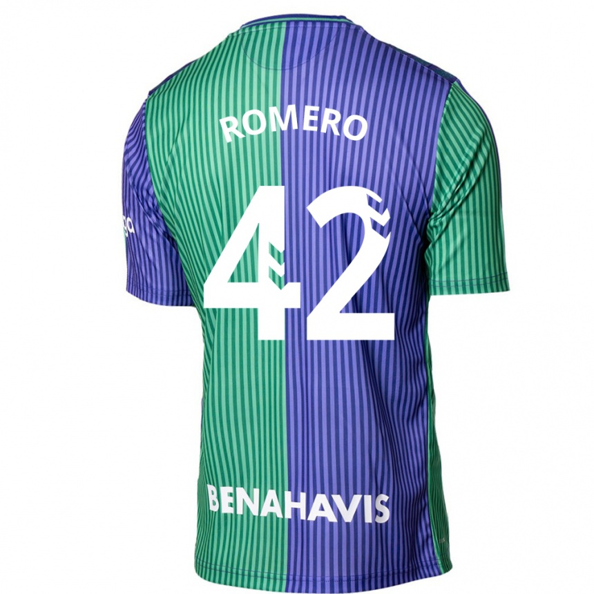 Kids Football Andrea Romero #42 Green Blue Away Jersey 2023/24 T-Shirt