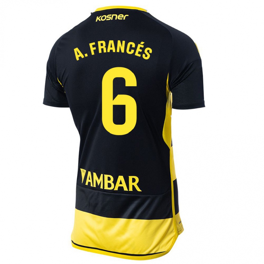 Kids Football Alejandro Francés #6 Black Yellow Away Jersey 2023/24 T-Shirt