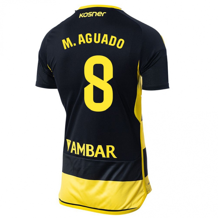 Kids Football Marc Aguado #8 Black Yellow Away Jersey 2023/24 T-Shirt