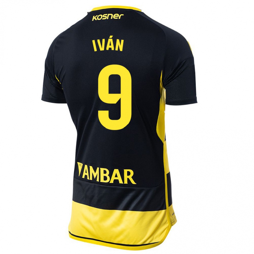 Kids Football Iván Azón #9 Black Yellow Away Jersey 2023/24 T-Shirt