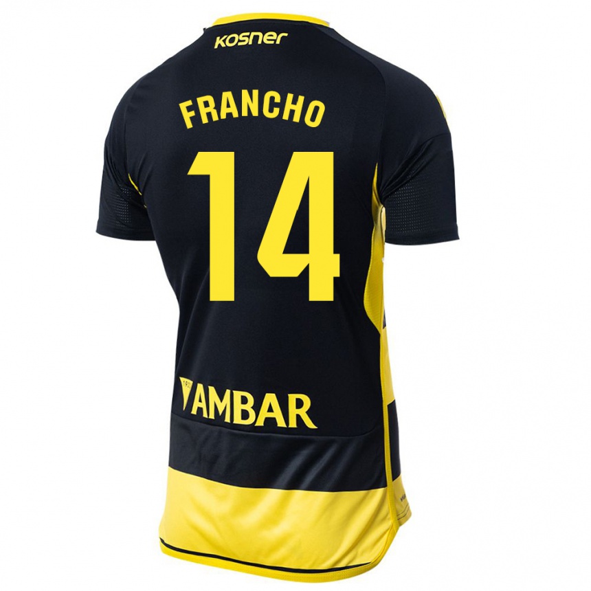 Kids Football Francho Serrano #14 Black Yellow Away Jersey 2023/24 T-Shirt