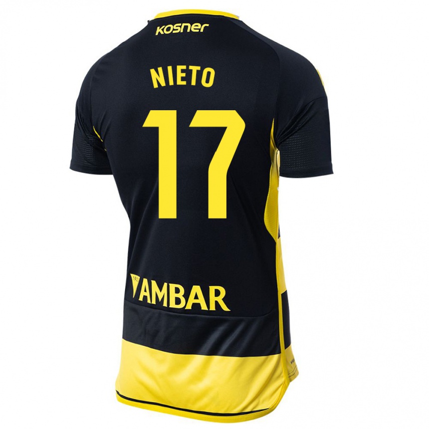Kids Football Carlos Nieto #17 Black Yellow Away Jersey 2023/24 T-Shirt