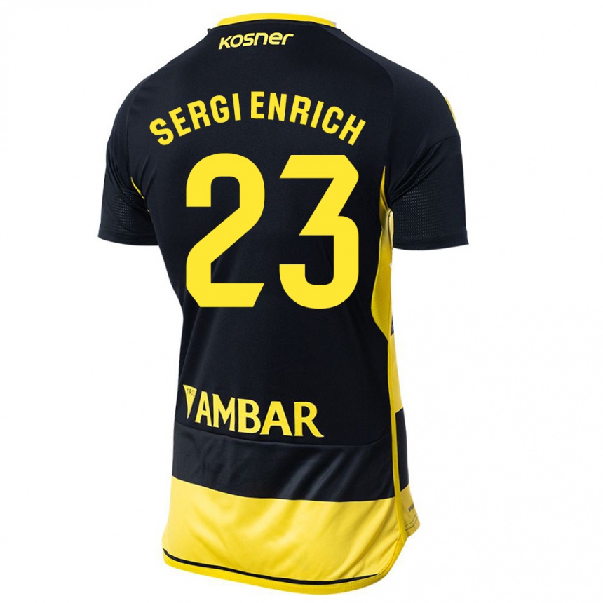 Kids Football Sergi Enrich #23 Black Yellow Away Jersey 2023/24 T-Shirt