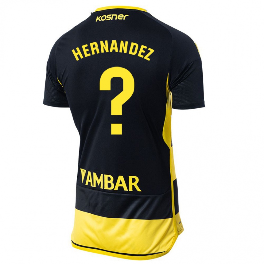 Kids Football Diego Hernández #0 Black Yellow Away Jersey 2023/24 T-Shirt