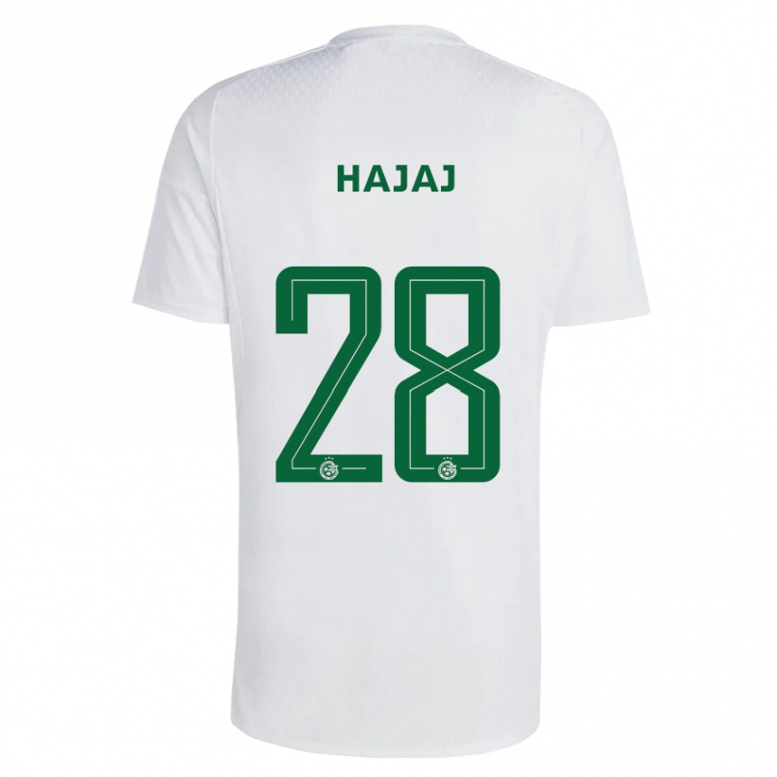 Kids Football Ilay Hajaj #28 Green Blue Away Jersey 2023/24 T-Shirt