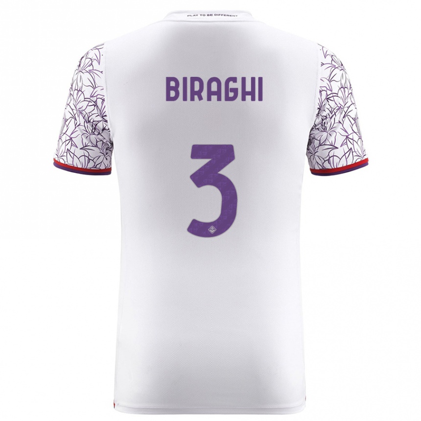 Kids Football Cristiano Biraghi #3 White Away Jersey 2023/24 T-Shirt