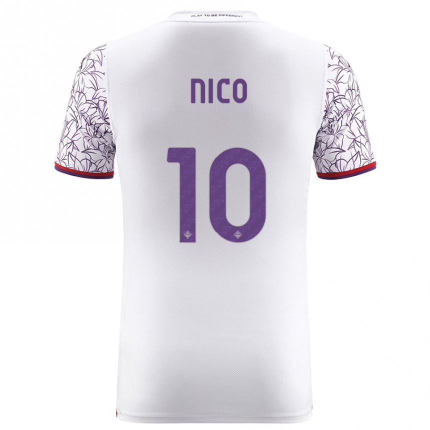 Kids Football Nicolás González #10 White Away Jersey 2023/24 T-Shirt