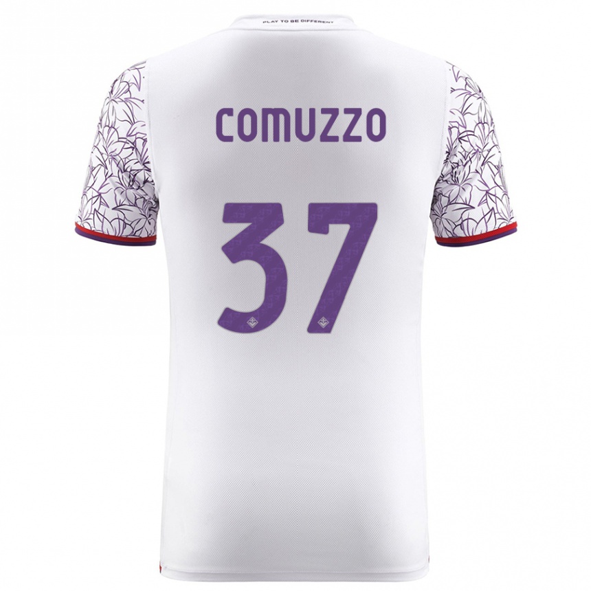 Kids Football Pietro Comuzzo #37 White Away Jersey 2023/24 T-Shirt