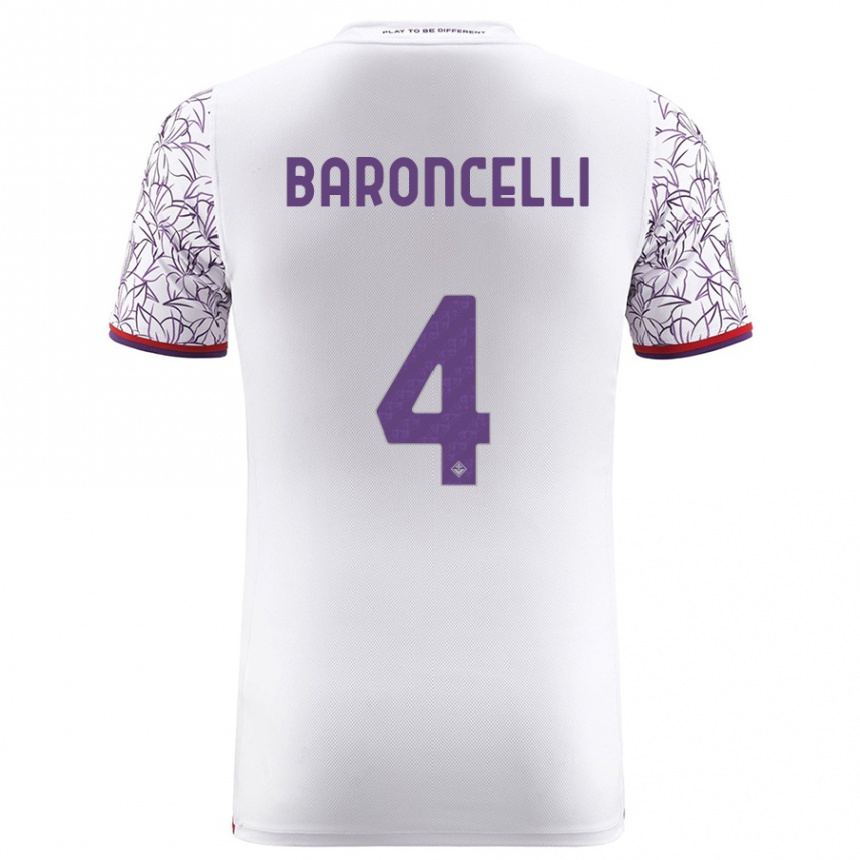 Kids Football Leonardo Baroncelli #4 White Away Jersey 2023/24 T-Shirt