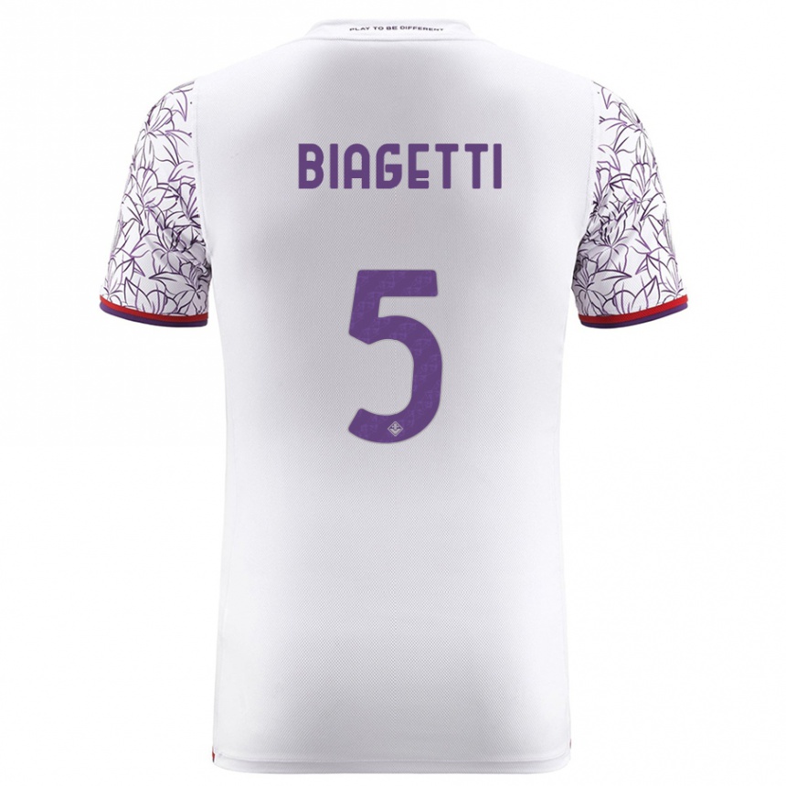 Kids Football Christian Biagetti #5 White Away Jersey 2023/24 T-Shirt