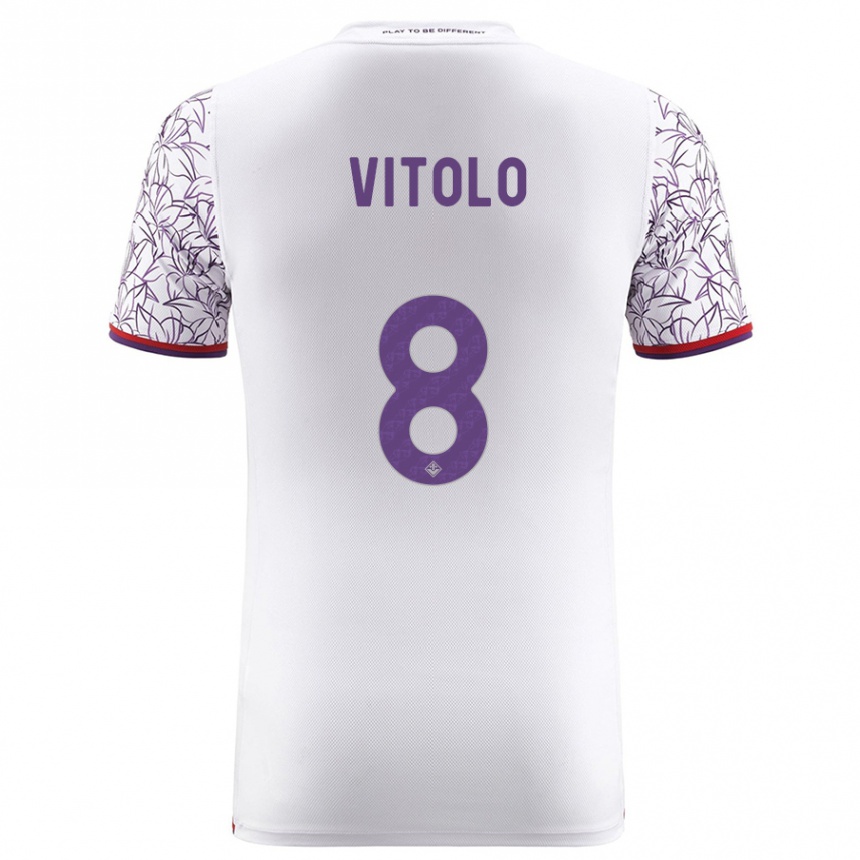 Kids Football Federico Vitolo #8 White Away Jersey 2023/24 T-Shirt