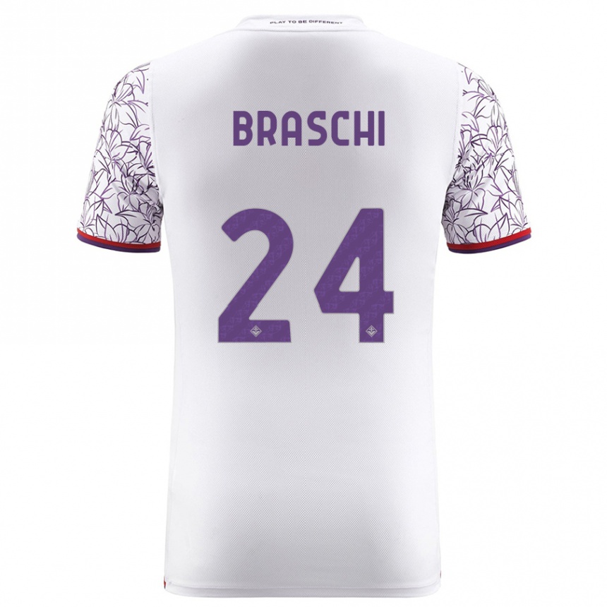 Kids Football Riccardo Braschi #24 White Away Jersey 2023/24 T-Shirt