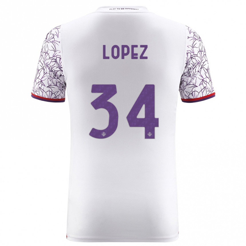 Kids Football Lucas López #34 White Away Jersey 2023/24 T-Shirt