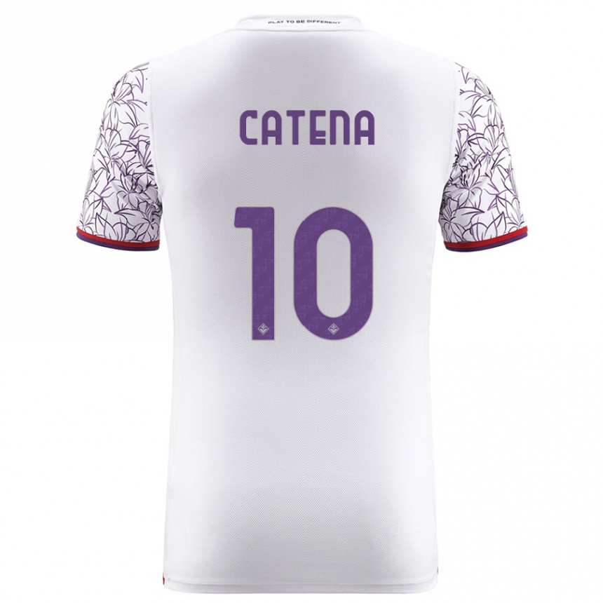 Kids Football Michaela Catena #10 White Away Jersey 2023/24 T-Shirt