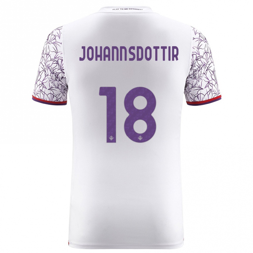Kids Football Alexandra Jóhannsdóttir #18 White Away Jersey 2023/24 T-Shirt