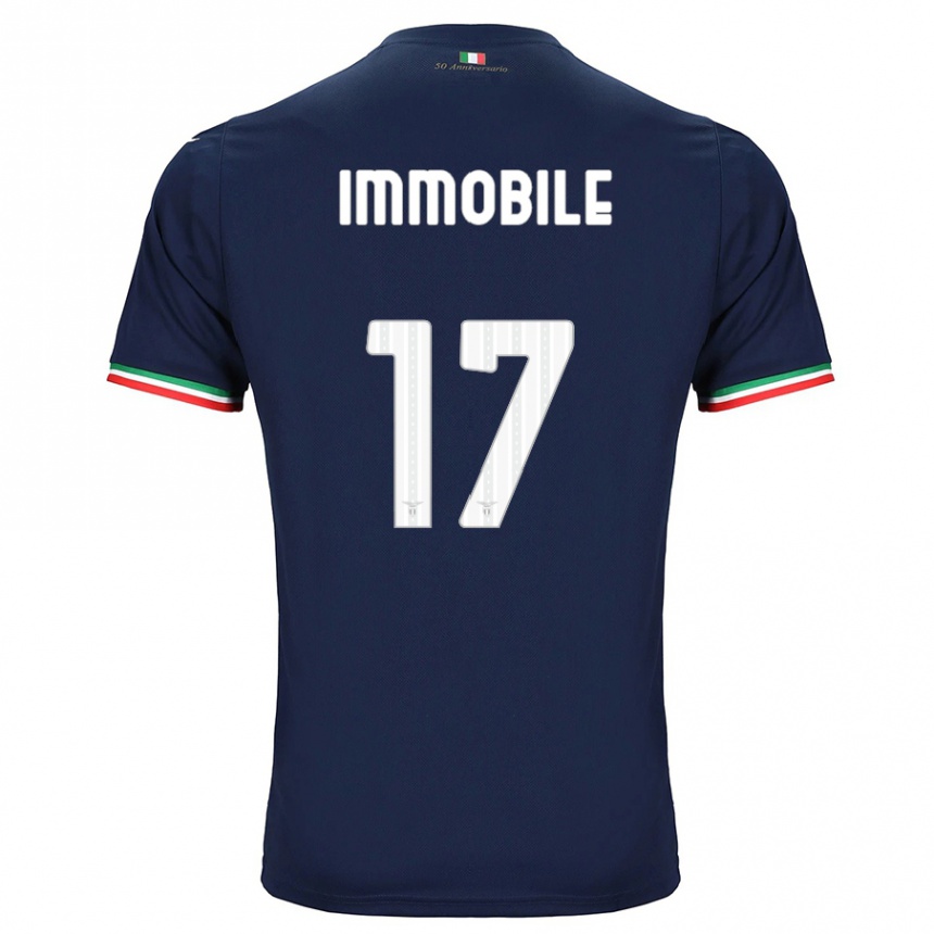 Kids Football Ciro Immobile #17 Navy Away Jersey 2023/24 T-Shirt