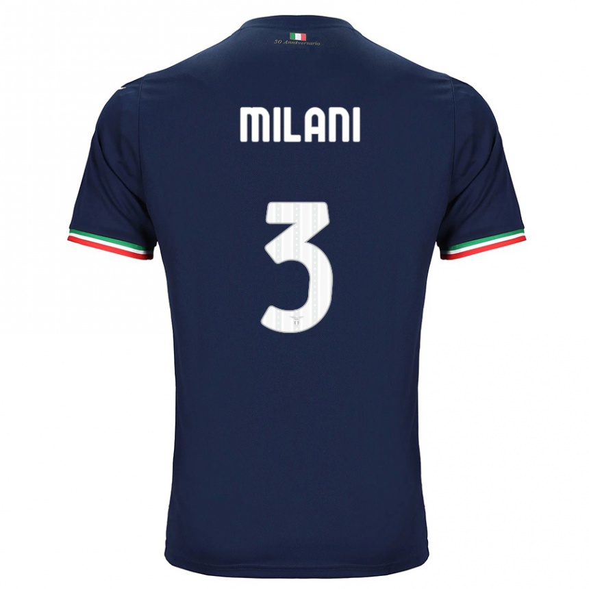 Kids Football Alessandro Milani #3 Navy Away Jersey 2023/24 T-Shirt