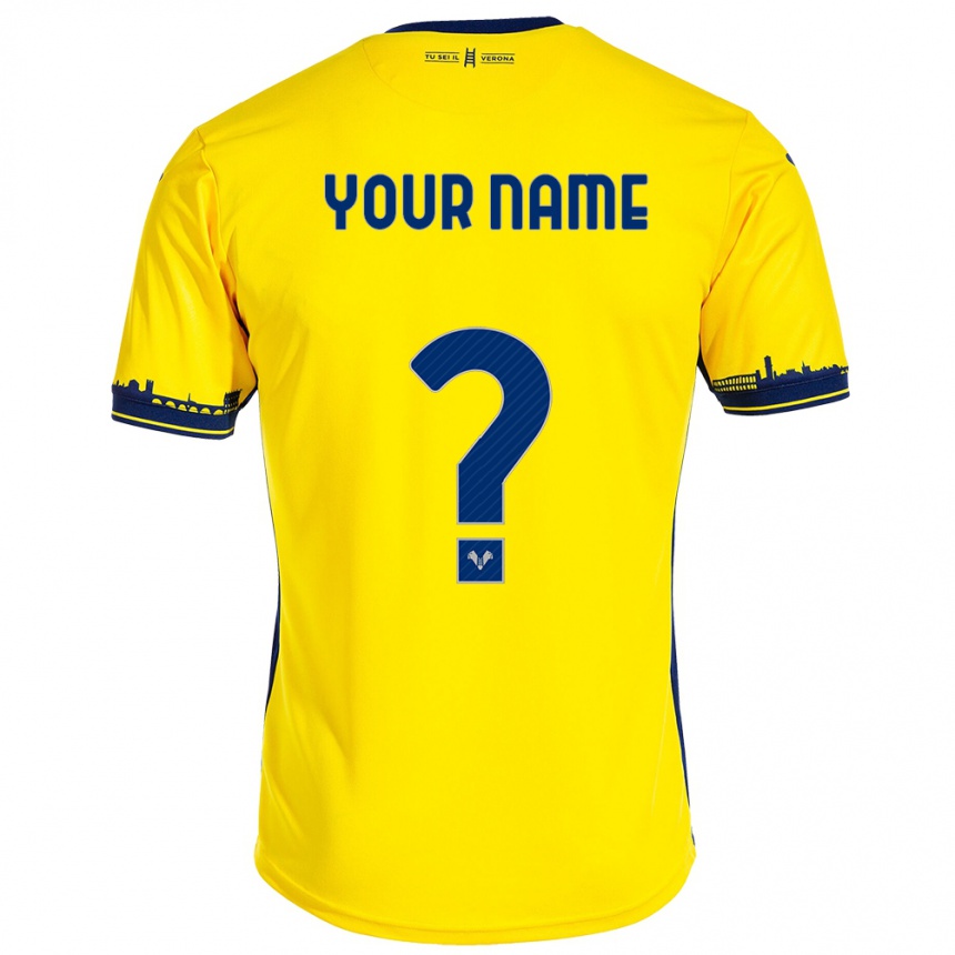 Kids Football Your Name #0 Yellow Away Jersey 2023/24 T-Shirt
