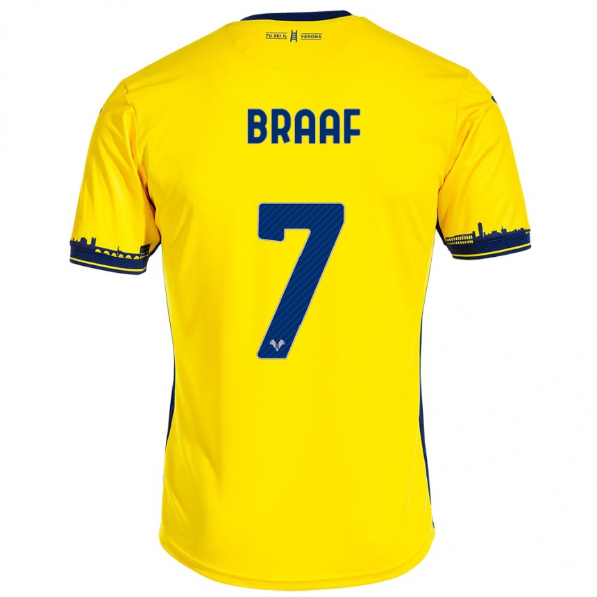 Kids Football Jayden Braaf #7 Yellow Away Jersey 2023/24 T-Shirt