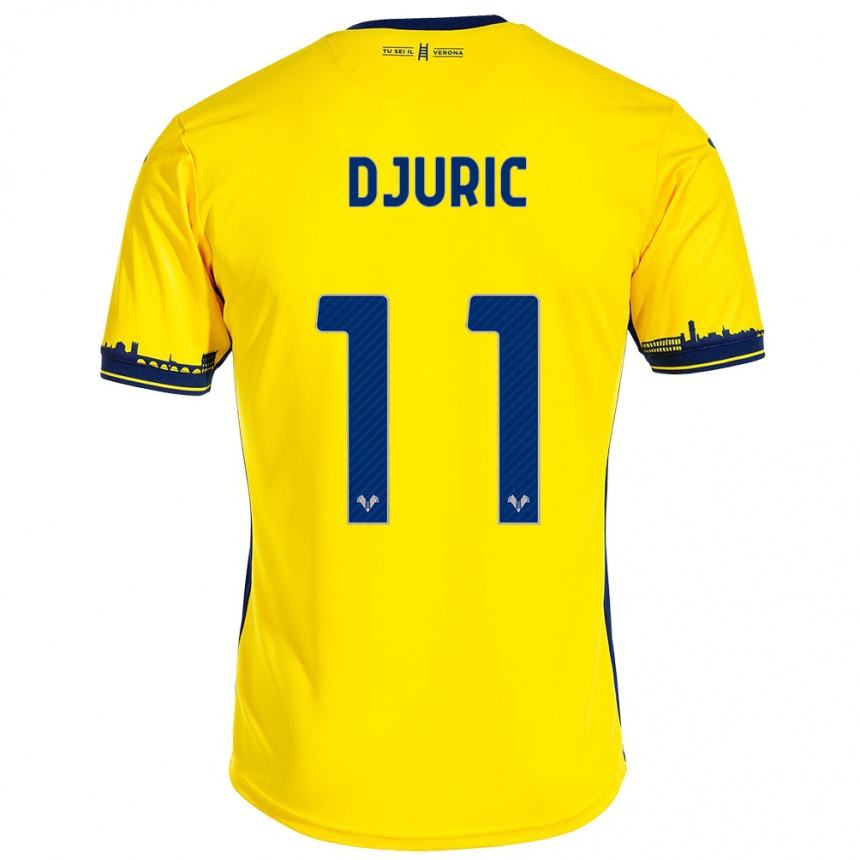 Kids Football Milan Djuric #11 Yellow Away Jersey 2023/24 T-Shirt